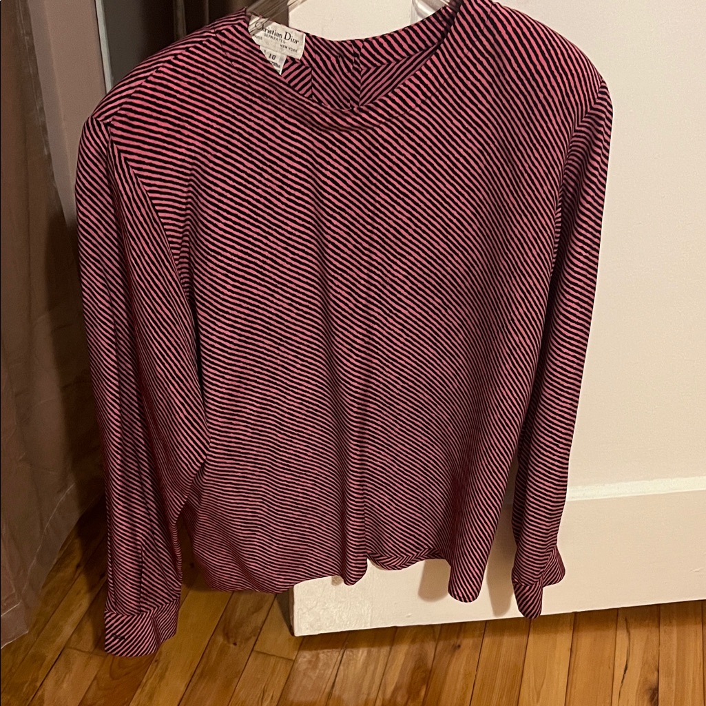 Christian Dior Separates Pink And Black Striped Blouse 10